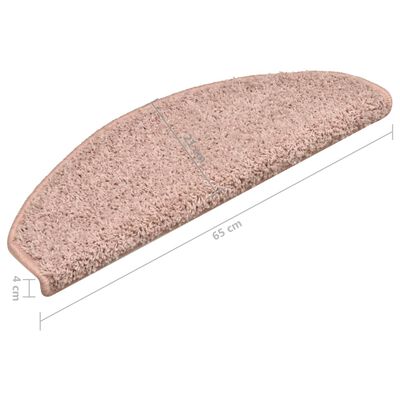 vidaXL Alfombras de peldaños de escalera 15 uds rosa claro 65x21x4 cm