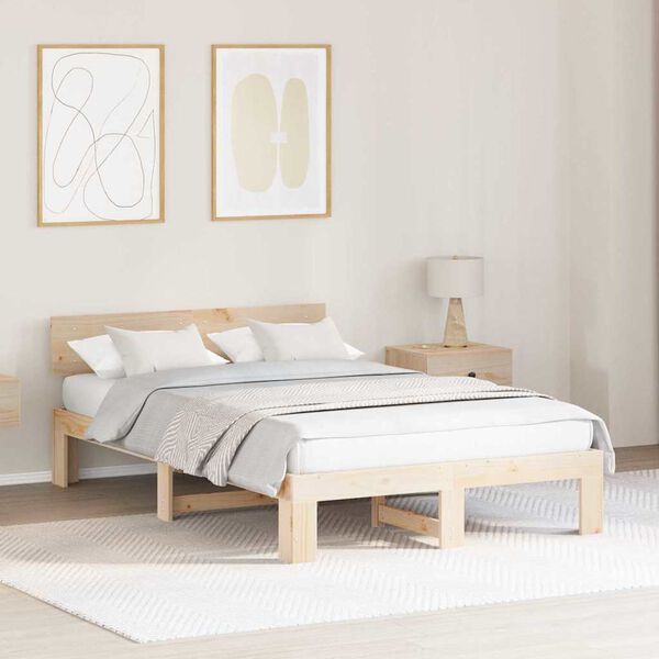 vidaXL Estructura de cama Natural 120 x 200 cm Madera de pino macizo