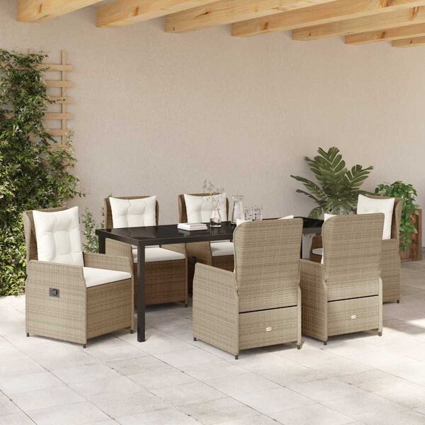 vidaXL Conjunto de Comedor de Jard&iacute;n 7 pcs Beige y Gris Claro