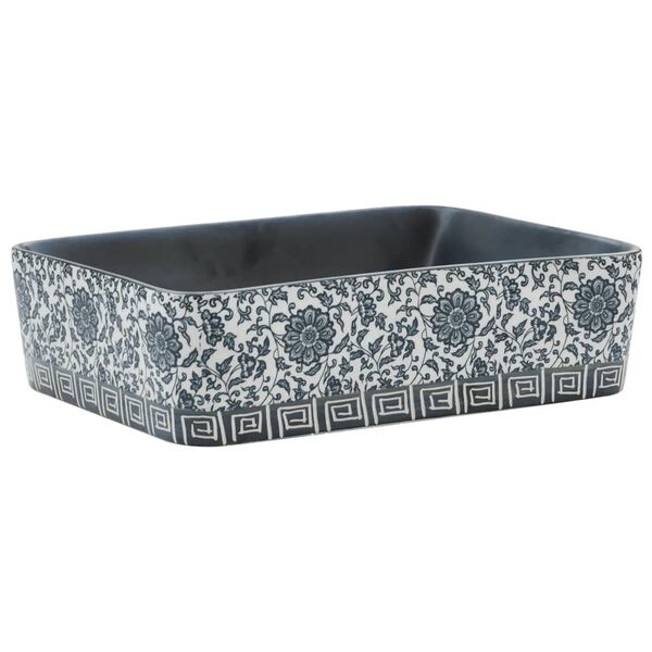 vidaXL Lavabo de encimera rectangular cer&aacute;mica negro azul 46x35,5x13cm