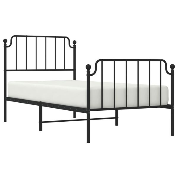 vidaXL Estructura cama sin colch&oacute;n con estribo metal negro 90x200 cm