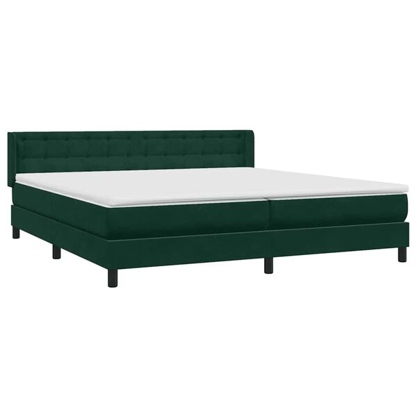 vidaXL Cama box spring con colch&oacute;n terciopelo verde oscuro 200x210 cm