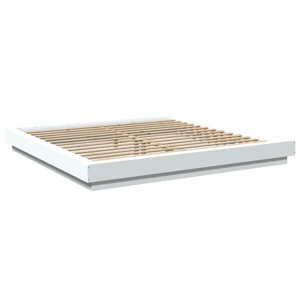 vidaXL Estructura de cama con LED madera ingeniería blanco 180x200 cm