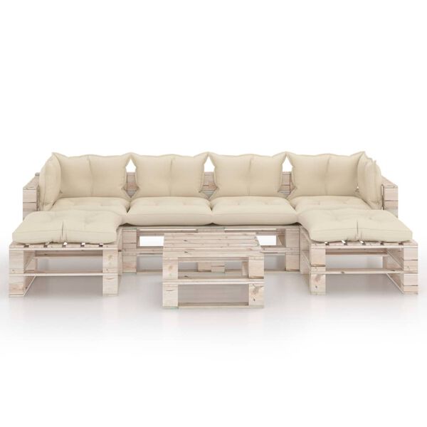 vidaXL Muebles de jard&iacute;n de palets 7 pzas y cojines madera de pino