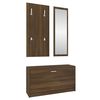vidaXL Set de mueble zapatero 3 en 1 madera contrachapada marr&oacute;n roble