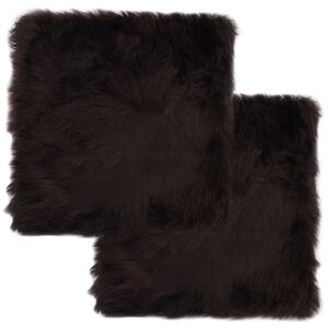vidaXL Cojines de sillas 2 uds piel de oveja auténtica marrón 40x40 cm