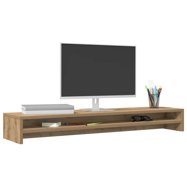 vidaXL Soporte para monitor de roble artesanal, 100 x 24 x 13 cm, madera de ingeniería