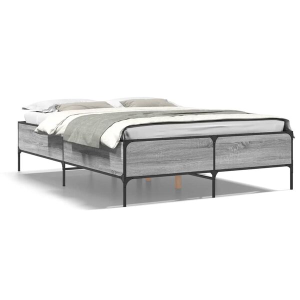 vidaXL Estructura cama madera ingenier&iacute;a metal gris Sonoma 160x200 cm