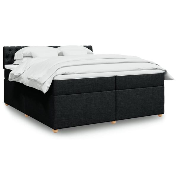 vidaXL Cama box spring con colch&oacute;n tela negro 200x200 cm