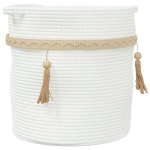 vidaXL Cesta de almacenaje algod&oacute;n blanco &Oslash;38x36 cm