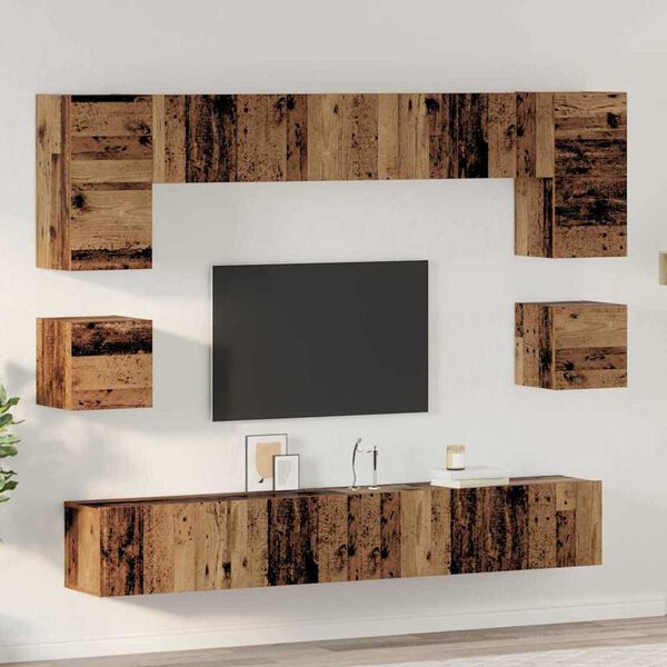 vidaXL Conjunto de mueble de TV 8 pcs Madera envejecida