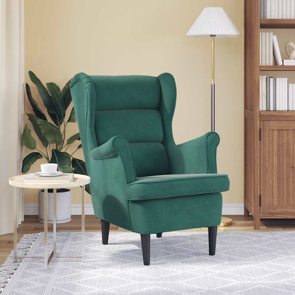 vidaXL Sill&oacute;n de terciopelo verde oscuro