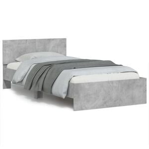 vidaXL Cama con cabecero madera de ingenier&iacute;a gris hormig&oacute;n 100x200 cm