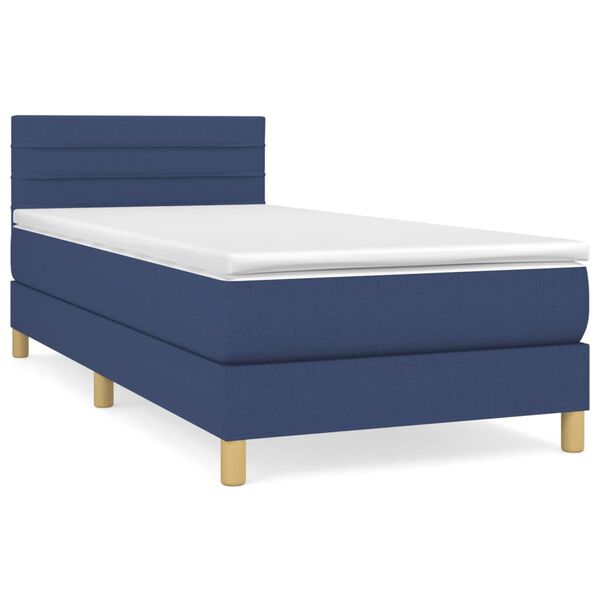 vidaXL Cama box spring con colch&oacute;n tela azul 80x200 cm