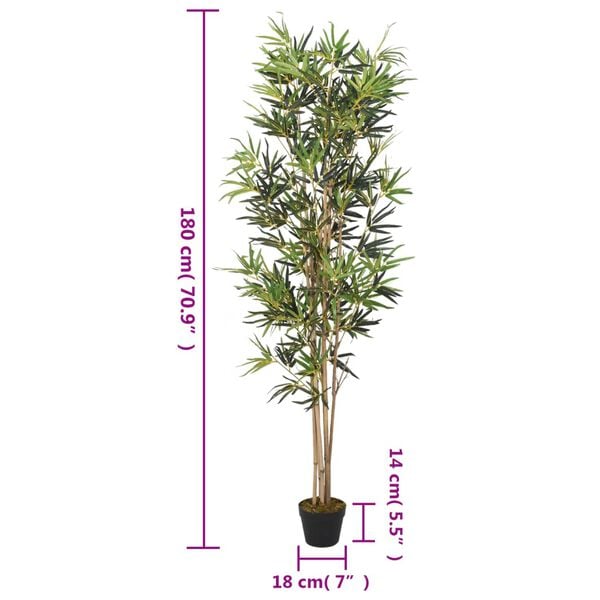 vidaXL Árbol de bambú artificial con 1104 hojas verde 180 cm