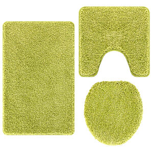 vidaXL Conjunto de alfombra de ba&ntilde;o antideslizante 3 uds. Verde PP