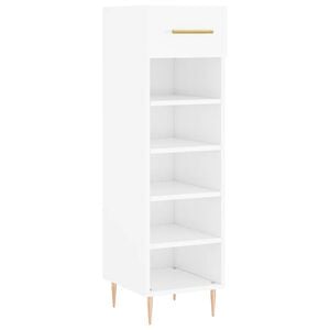vidaXL Zapatero madera contrachapada blanco brillo 30x35x105 cm