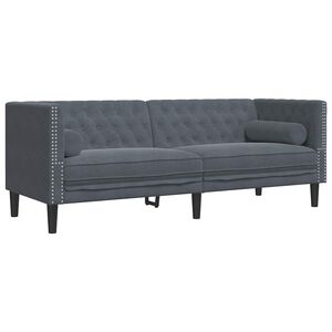 vidaXL Sof&aacute; Gris oscuro 194 x 74,5 x 70,5 cm Terciopelo