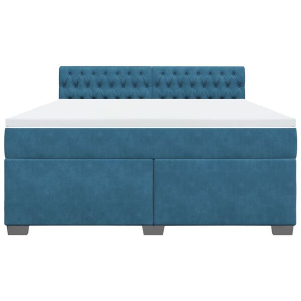 vidaXL Cama box spring con colch&oacute;n terciopelo azul 180x200 cm