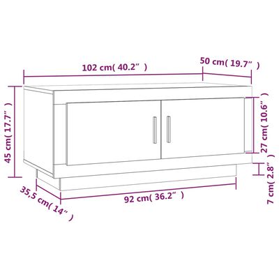 vidaXL Mesa de centro madera contrachapada blanco brillo 102x50x45 cm