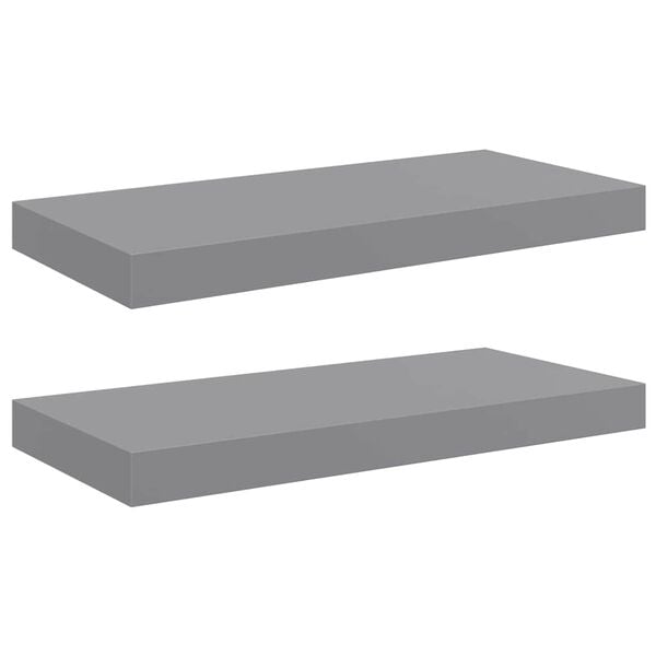 vidaXL Estantes flotantes de pared 2 uds MDF gris 50x23x3,8 cm