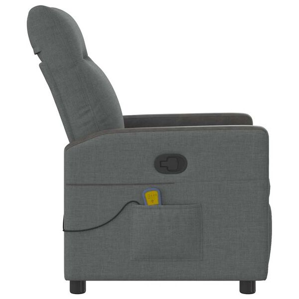 vidaXL Sill&oacute;n reclinable de masaje de tela gris oscuro