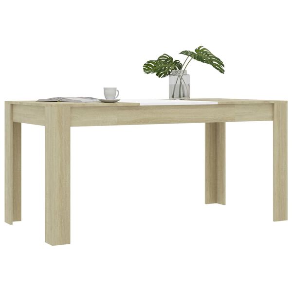 vidaXL Mesa de comedor madera de ingenier&iacute;a blanco/roble 160x80x76 cm