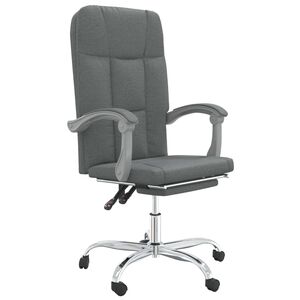 vidaXL Silla de oficina reclinable de tela gris oscuro