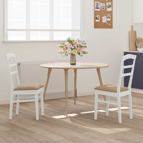 vidaXL Silla de comedor 2 pcs y marr&oacute;n Madera de Caucho S&oacute;lido