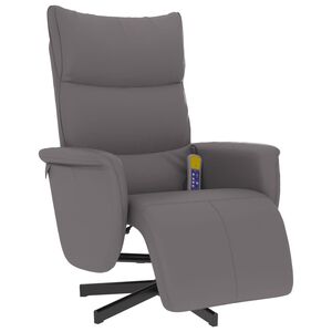 vidaXL Sill&oacute;n reclinable de masaje con reposapi&eacute;s cuero sint&eacute;tico gris