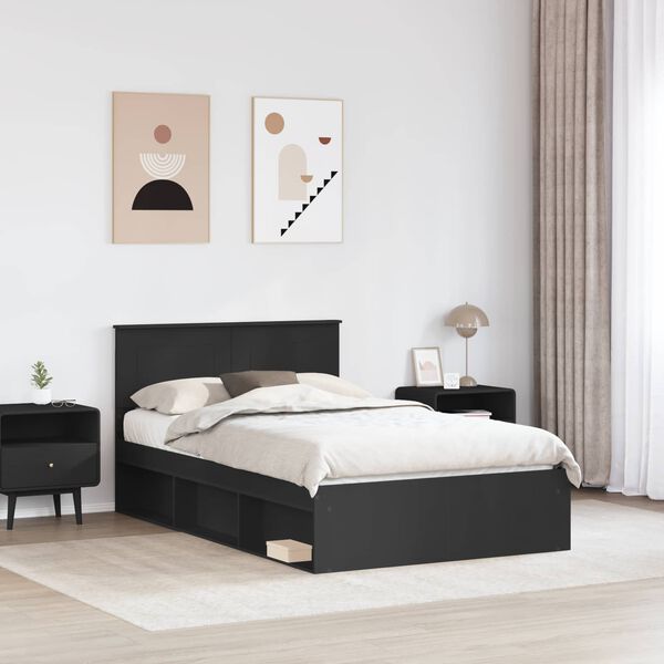 vidaXL Estructura de cama Negro 120 x 190 cm Madera de ingenier&iacute;a