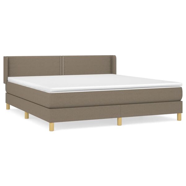 vidaXL Cama box spring con colch&oacute;n tela gris taupe 180x200 cm