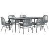 vidaXL Juego comedor jard&iacute;n 7 pzas cojines rat&aacute;n sint&eacute;tico vidrio gris