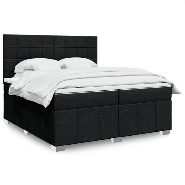 vidaXL Cama box spring con colch&oacute;n tela negro 200x200 cm