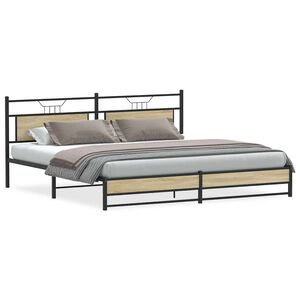 vidaXL Estructura de cama sin colch&oacute;n metal roble Sonoma 193x201 cm