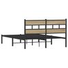 vidaXL Estructura de cama sin colch&oacute;n metal roble Sonoma 135x190 cm