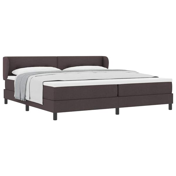 vidaXL Cama box spring con colch&oacute;n Marr&oacute;n oscuro 200 x 200 cm tela