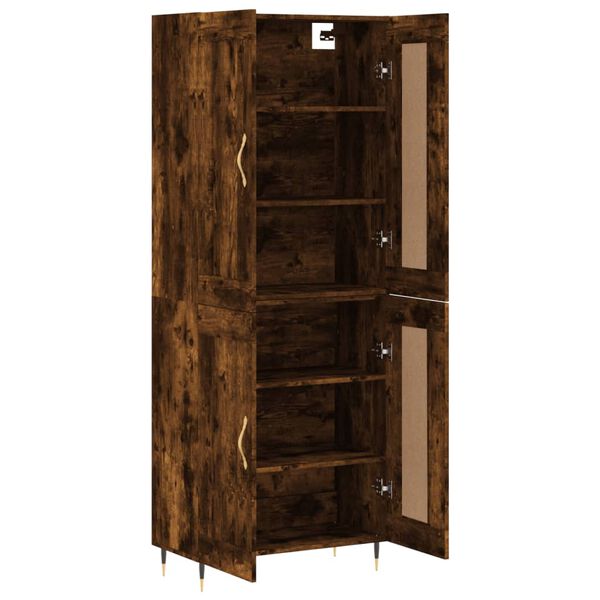 vidaXL Aparador alto madera contrachapada roble ahumado 69,5x34x180 cm