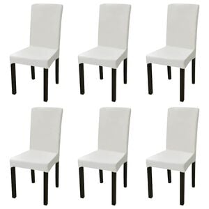 Funda para silla el&aacute;stica recta 6 unidades crema