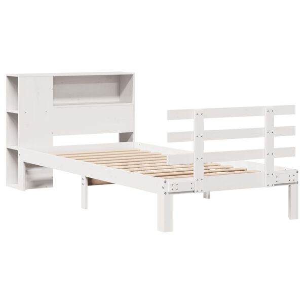 vidaXL Cama con estanter&iacute;a sin colch&oacute;n madera maciza de pino 90x190 cm