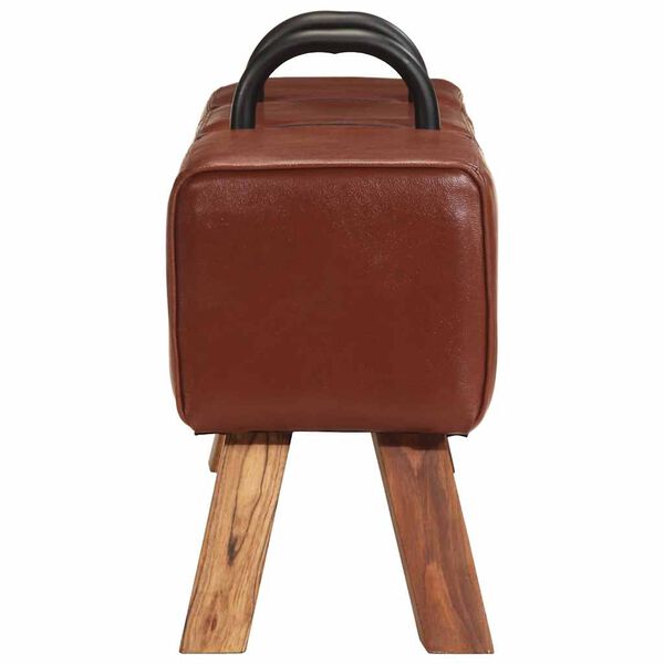 vidaXL Banco Turnbock vintage con asas de cuero de cabra auténtico