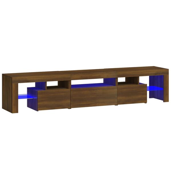 vidaXL Mueble de TV con luces LED marr&oacute;n roble 200x36,5x40 cm
