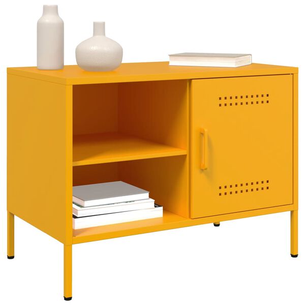 vidaXL Muebles para TV 2 piezas acero amarillo mostaza 68x39x50,5 cm