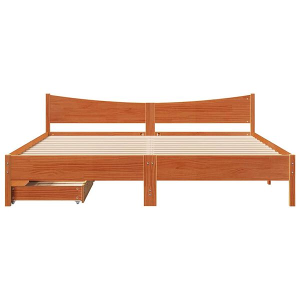 vidaXL Estructura de cama cajones madera pino marr&oacute;n cera 180x200 cm