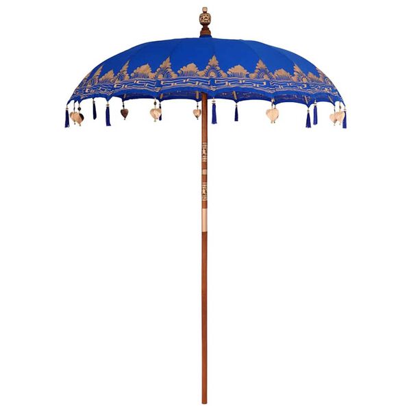 vidaXL Parasol Balin&eacute;s 260 Azul 180-190 cm Algod&oacute;n y madera maciza