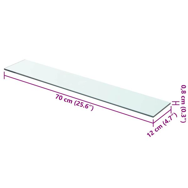 vidaXL Panel de estante vidrio claro 70x12 cm