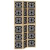 vidaXL Biombo separador 3 paneles madera maciza Paulownia marr&oacute;n negro