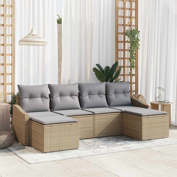 vidaXL Conjunto de Comedor de Jard&iacute;n 6 pcs Beige y Gris Claro