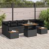 vidaXL Conjunto de sof&aacute; de jard&iacute;n 8 pcs Negro Polirat&aacute;n