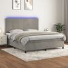 vidaXL Cama box spring colch&oacute;n y LED terciopelo gris claro 180x200 cm